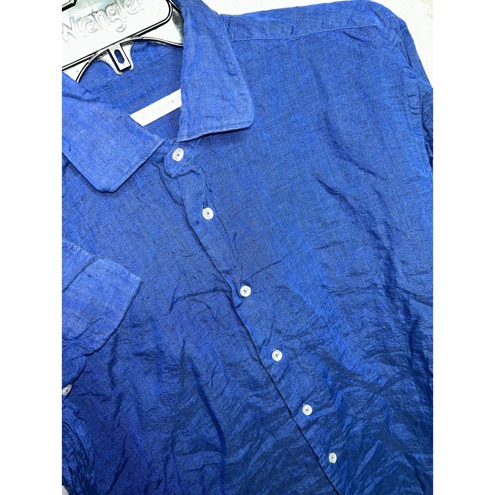 Mauro Malatesta Long  Sleeve Button Down Quiet Money Luxury 100% linen 16.5 34